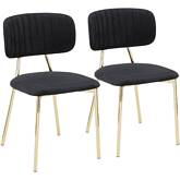 Bouton Dining Chair in Black Velvet & Gold Metal (Set of 2)